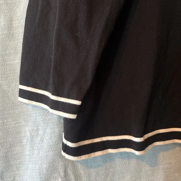 CeCe Sweater Pullover 3/4 Sleeve Black/White Trim Women’sSz XL - Picture 3 of 6